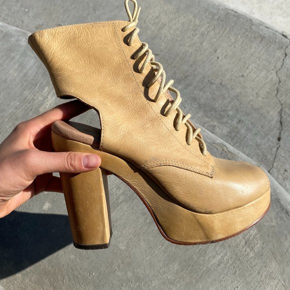 Gee WaWa leather lace-up open toe heels size 7 - Picture 2 of 7